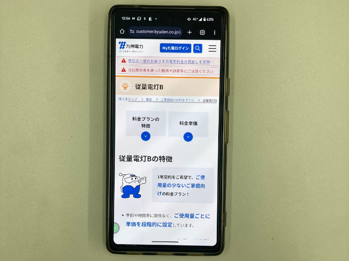 九州電力の「従量電灯B」