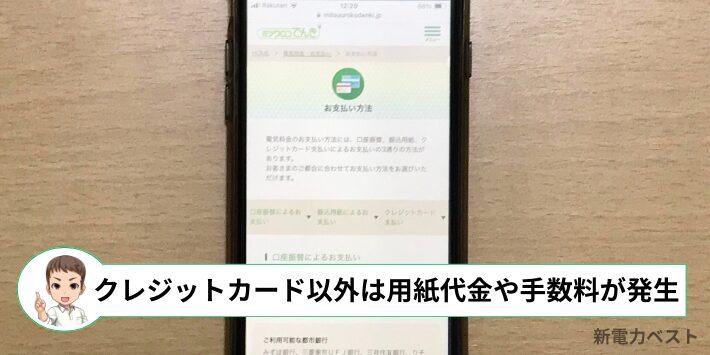 口座振替や請求書払いは別途費用が発生する