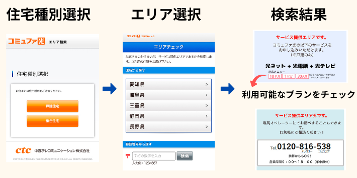 コミュファ光のエリア検索