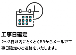 工事日確定のメール受信