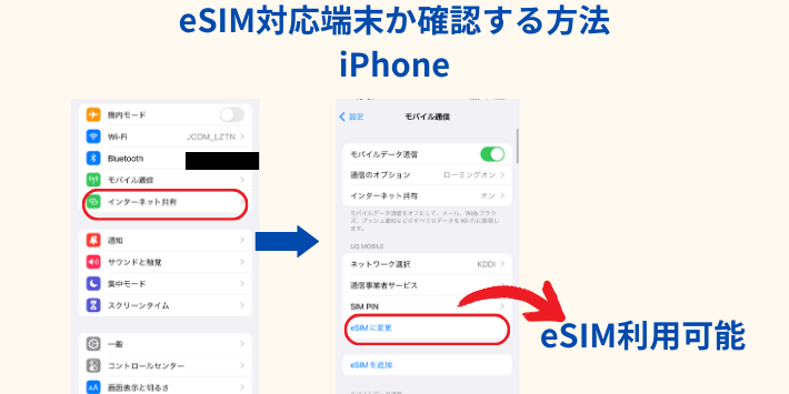 iPhoneでeSIM対応端末か確認する方法