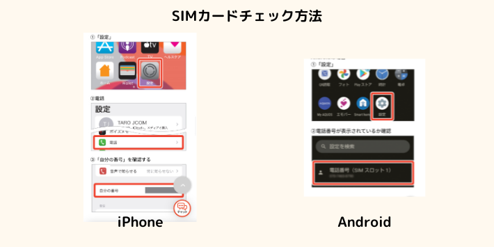 SIMカードチェックの方法