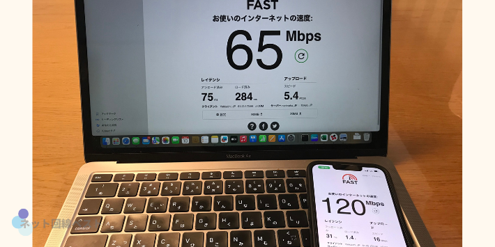 通常時のJCOMモバイル通信速度実測値