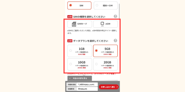 SIMの種類とプラン選択