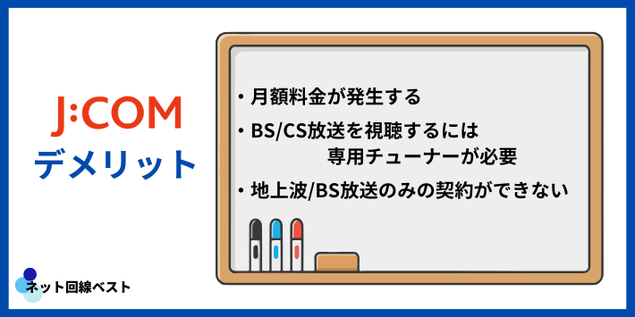 J:COMテレビのデメリット