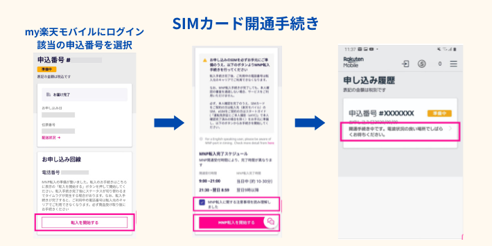 SIMカード開通手続き