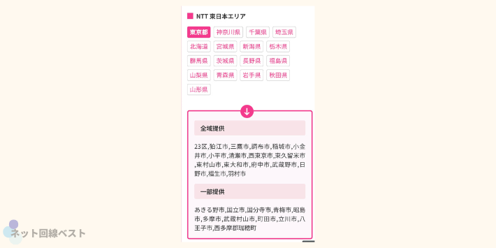 提供エリアの確認