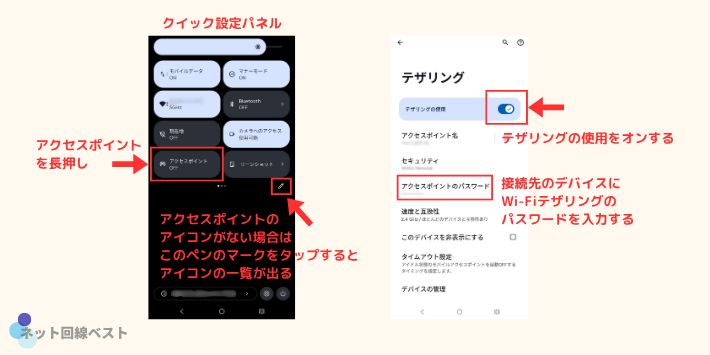 Wi-Fiテザリングの利用方法Android